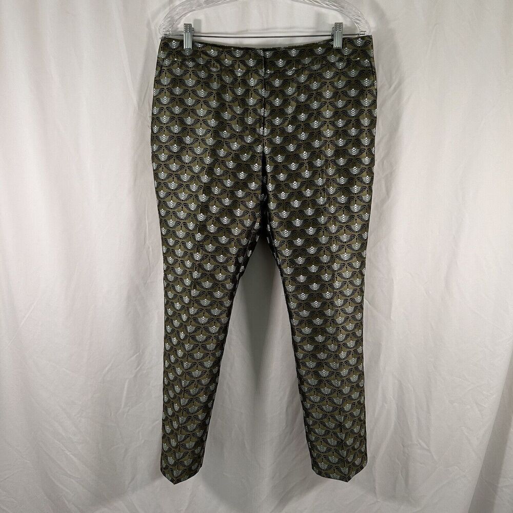 Ann Taylor Dress Pants Women's 8 Green Metallic Signature Mid Rise Pockets